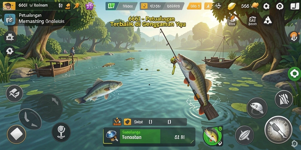 Tampilan gameplay <strong>666I</strong> yang menakjubkan dengan berbagai jenis ikan.
