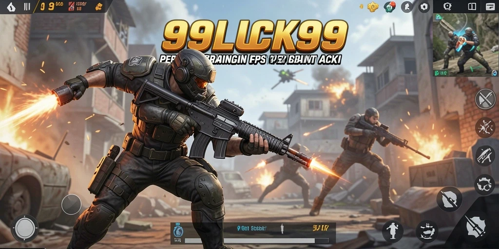 Screenshot gameplay 99LUCK99 menampilkan aksi tembak-menembak yang intens.