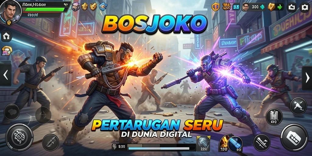 Tampilan seru gameplay BOSJOKO saat pertarungan berlangsung.