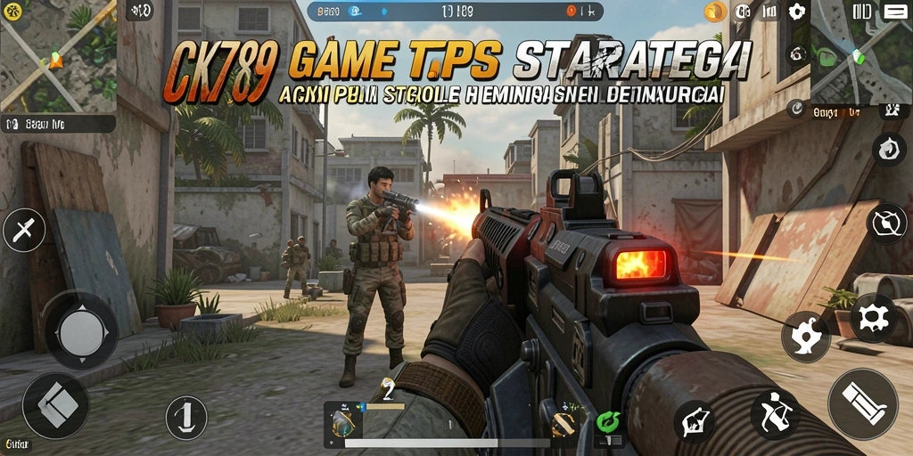 Tangkapan layar gameplay intens CK789 dengan aksi tembak-menembak yang seru.
