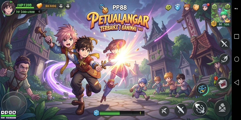 Gameplay PP88 menampilkan pertarungan karakter anime yang mendebarkan.
