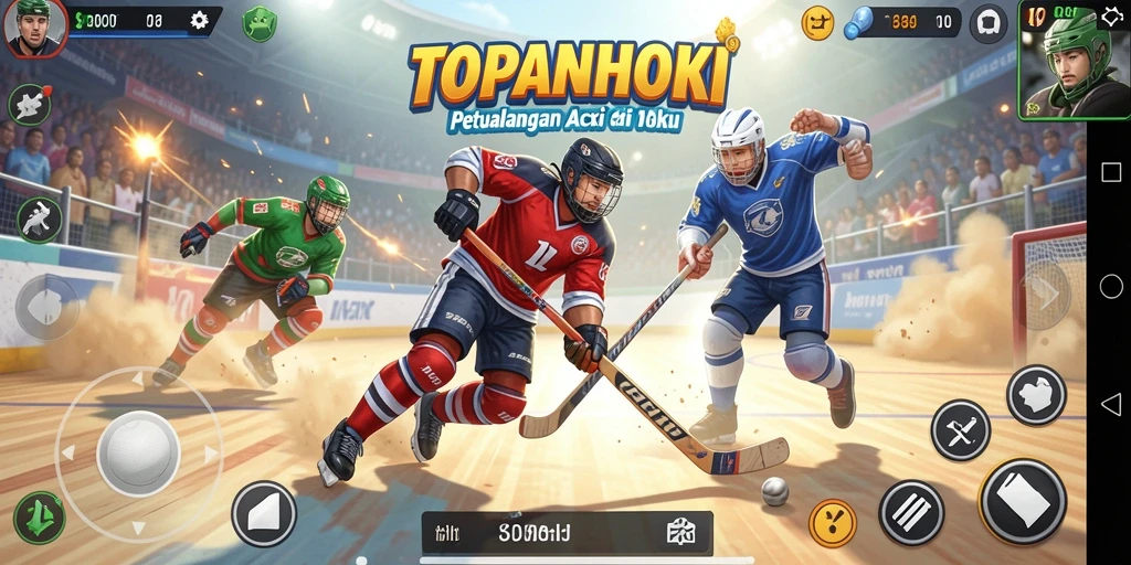 Screenshot TOPANHOKI menampilkan aksi seru di lapangan hoki.