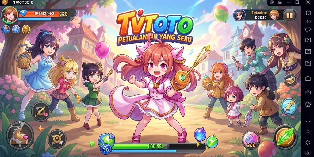 Tangkapan layar utama TVTOTO menampilkan aksi seru dalam permainan Anime.
